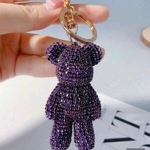 Purple Beaded Bear Keychain/Bag Charm